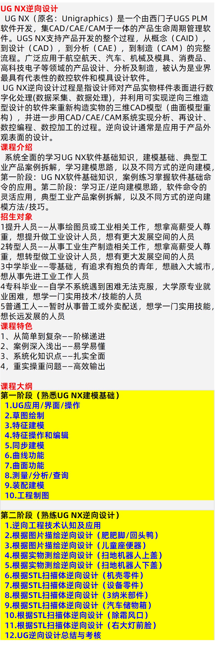 UG培训大纲
