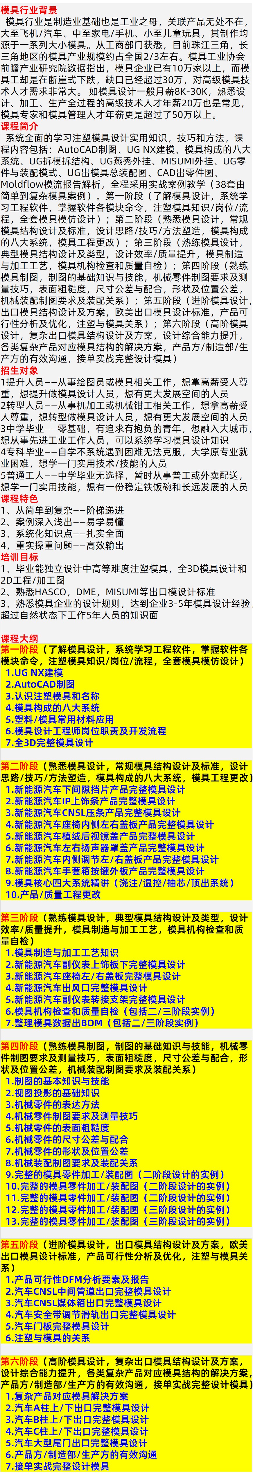 出口模具设计课程大纲