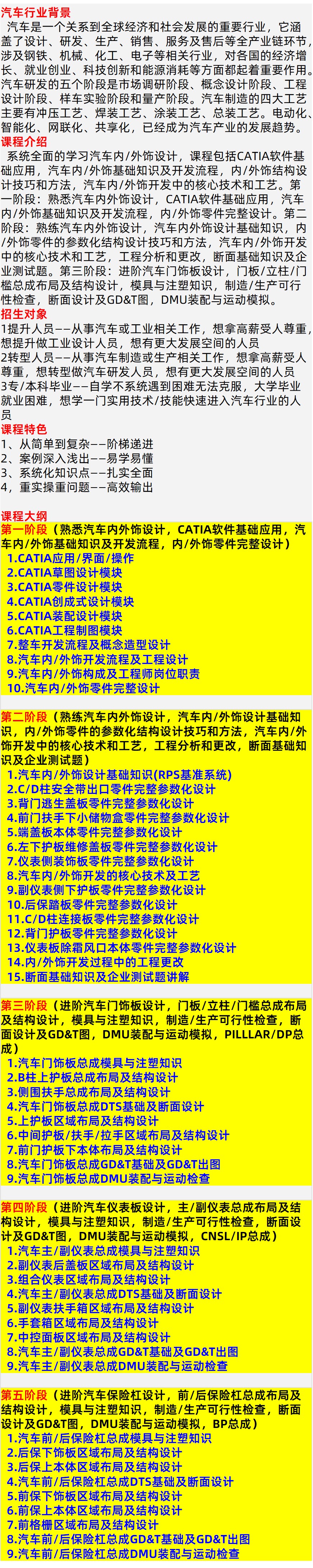 CATIA汽车内外饰设计大纲